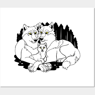 Wolf Family with Pup Posters and Art